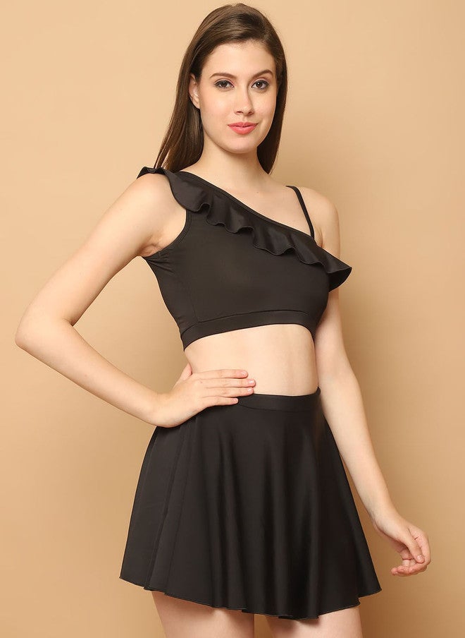 CUKOO Women One Shoulder Ruffles Detail Swim Set - Image 2